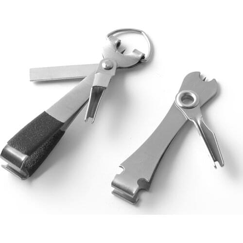 4 in 1 Fishing Quick Knot Tool Mini Metal Fishing Tong Fast Tie Cutter Clipper Hook Sharpener Fly Tying Tool Fishing Tackle Gear