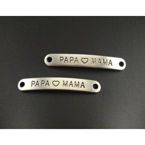 5 Pcs Silver Color PAPA Love MAMA Connector Charms Jewelry Making DIY Handmade Craft 45x7mm A1001