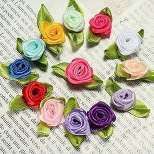 500PCS,1.5CM Head Multicolor Artificial Mini Silk Roses Heads Making Satin Ribbon,DIY Craft Applique Scrapbooking Accessories
