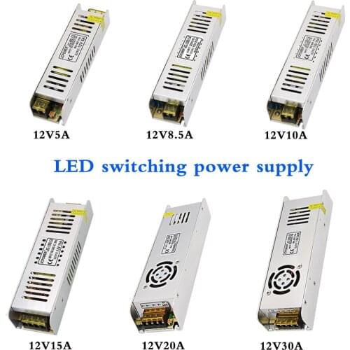 AC 110V - 220V to DC 12V LED Power Supply Driver 5A 8.5A 10A 15A 20A 30A Lighting Transformer LED Strip Monitoring Adapter