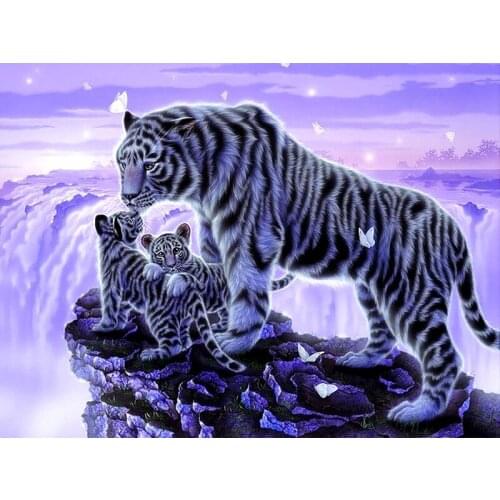 Full Diamond Embroidery White tiger 5D Diamond Painting Cross Stitch 3D Diamond Mosaic Needle Craft Christmas Gift