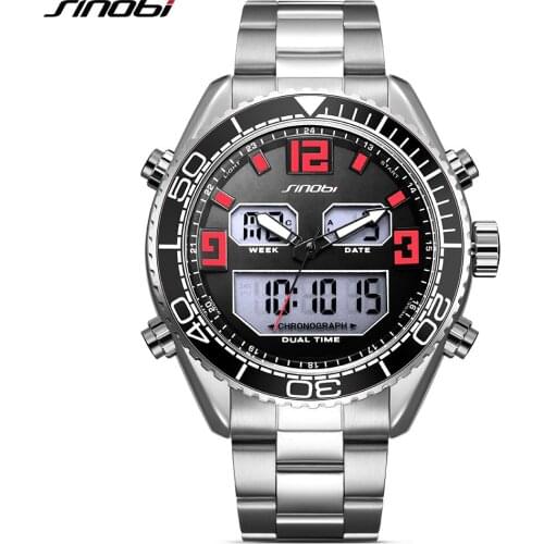 SINOBI Top Brand Luxury Watch Men Fashion Casual Sport Wrist Watches Dual Digital LED Clock Military Sports Relogio Masculino