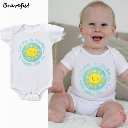 Lovely Sunshine Baby Bodysuits Cotton Boys Girls Jumpsuits Short Sleeve Infant Outfits Round Neck Children Summer Clothes Onesie