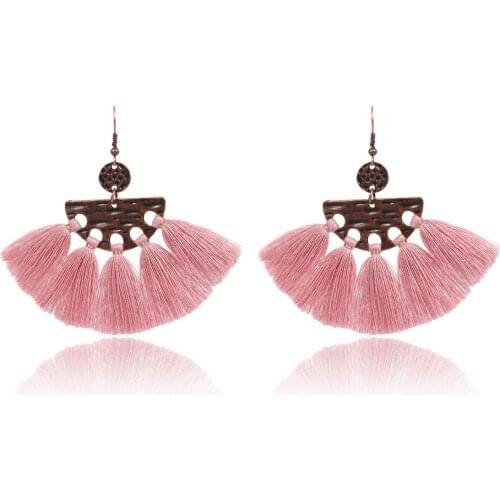 HC Fashion Tassel Drop Dangle Earrings Women Vintage Drop Earrings Bohemian Colorful Party Gift Jewelry Antique Sector Earring F