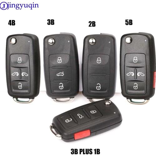 Jingyuqin 2/3/4/5 Buttons Car Key Case Shell For VW/VOLKSWAGEN Caddy Eos Golf Jetta Beetle Polo Up Tiguan Touran Folding Fild