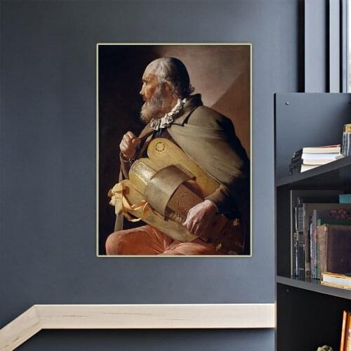 Georges de la Tour《Blind playing the hurdy-gurdy》Canvas Art Oil Painting Artwork Aesthetic Picture Wall Decor Home Decoration