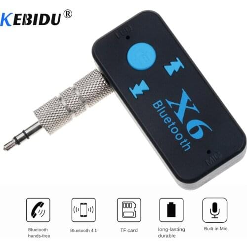 Kebidu X6 Adapter Bluetooth Receiver Auto Car Bluetooth Aux Kit Support TF Card A2DP Audio Stereo Bluetooth HandFree Receiver