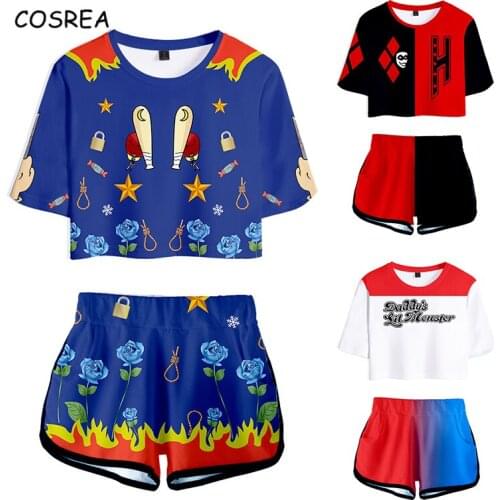 Cosrea 2020 Birds of Prey Cosplay Costume Clothes Shirt Shorts Sport Suit Girls T shirt Disfraz T-shirt Tees Women