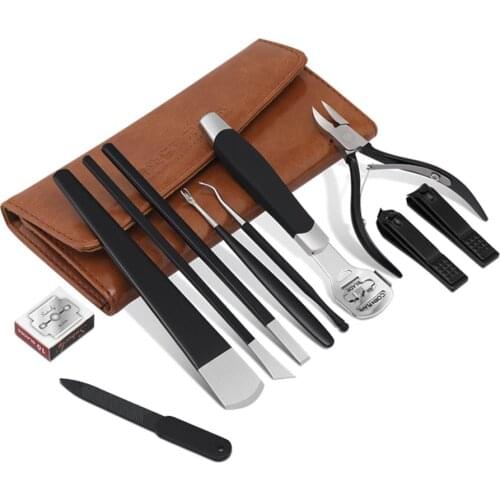 11pcs Nail Clippers Nail Trimming Tool Set Foot Cuticle Dead Skin Remover Pedicure Tool Nail Knife Pusher Nipper Files Trimmer