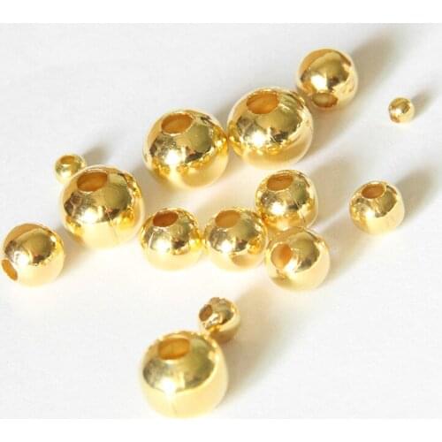Aclovex 200pcs/lot 2/3/4/5/6/8mm Metal Spacer Beads for DIY Jewelry Making Findings Iron Gold Color Round Loose Big Hole Beads