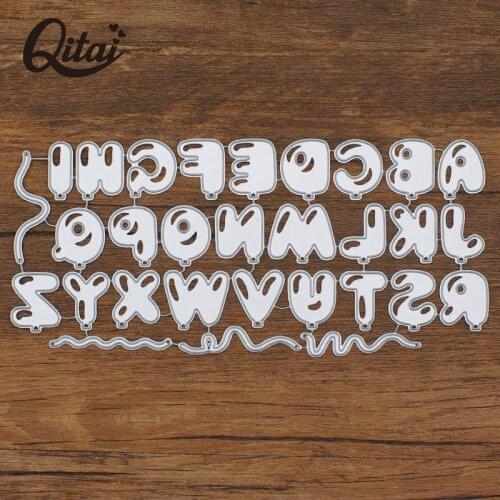 Metal Cutting Dies QITAI 26 Letters Balloon shape With Line Alphabet Stencil Scrapbooking Embossing DIY Paper Card Craft MD276