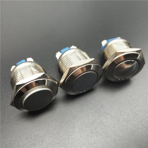 19mm Metal Push Button Switch IP67 Nickel plated brass press button Self locking 1NO High Flat domed Round Momentary