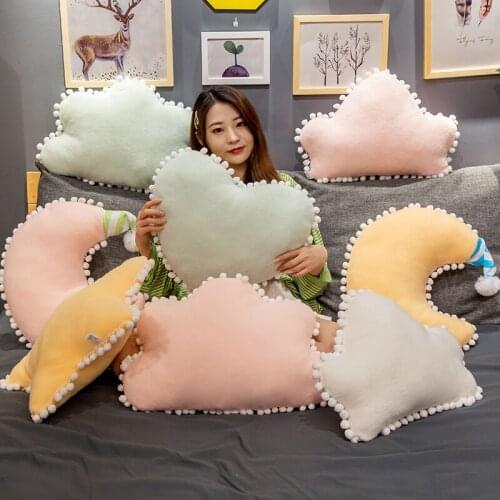 Soft Hug Pillow Crown Moon Cloud Plush Toy Stars Love Sofa Chair Back Cushion Plushies Comfortable Home Decoration Xmas Gifts