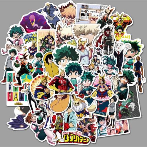 100Pcs My Hero Academia Japan Anime Stickers for Laptop Skateboard Izuku Midoriya Might Boku No Hero Academia Funny Stickers