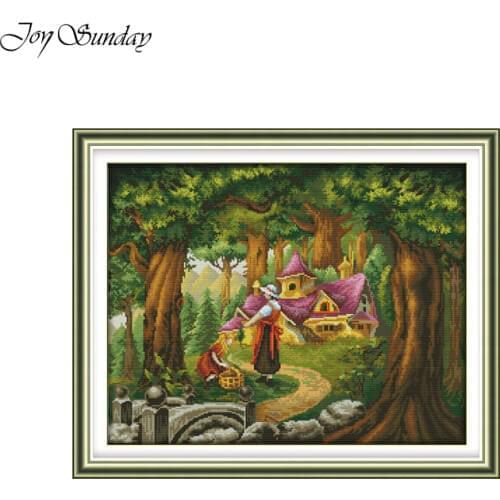 New Arrival Cross Stitch Kits Joy Sunday Fairy Tale Hut Scenic Paint DMC 11CT 14CT Printed Embroidery Kits Home Decor Needlework