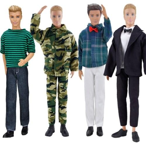 Ken Clothes Handmade Military Camouflage Suit Daily Casual Wear Suit Business Outfit Black Suit For Barbie Ken Doll Accessories