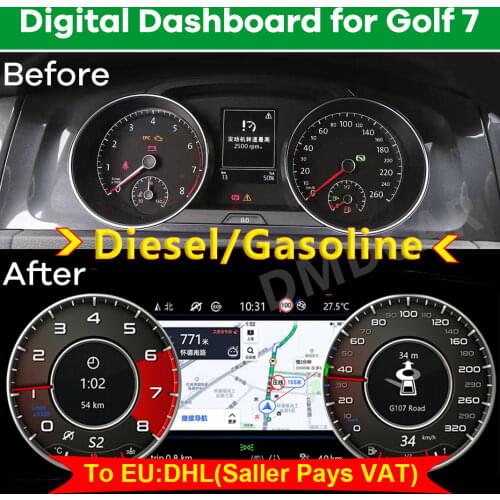 Digital Dashboard Panel Virtual Instrument Cluster CockPit LCD Speedometer for Volkswagen VW Golf 7 R Golf7 MK7 GTi 2012~2020