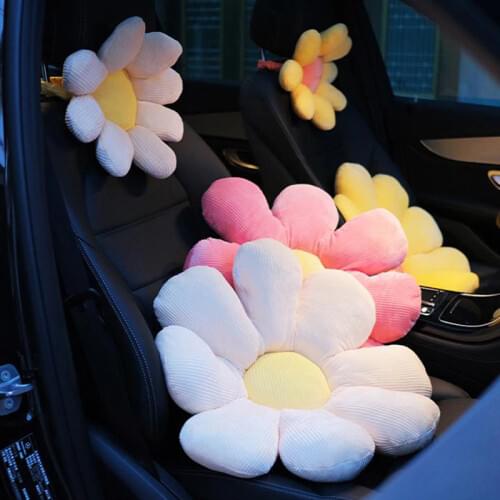 Car Headrest Cute Daisy Flower Neck Pillows Cushion Auto for Women Seatbelt Protect Lumbar Head Rest Seat Fashionable Car Goods