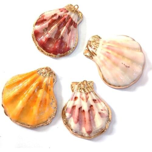 Natural scallop Pendant Gilded hemming DIY for making necklaces and bracelets Package sale 32x40-35x45mm