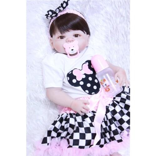 55cm Full Body Silicone Reborn Baby Doll lifelike super Toys Newborn Princess Toddler Babies Dolls Bathe Toy birthday gifts