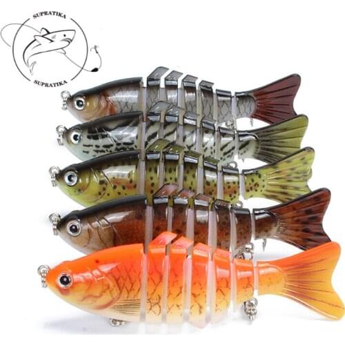 3D Eyes Floating Water With 6#High Carbon Steel Hooks Fishing Lure 5Colors 15G/10CM Artificial 7 Section ABS Plastic Hard Bait