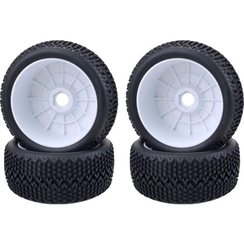 RC Car Rubber Tire, 4pcs/set RC Truck Rubber Tire Wheel Tyre Accessory Parts for 1/8 RC Racing Buggy Crawler Car (Black)