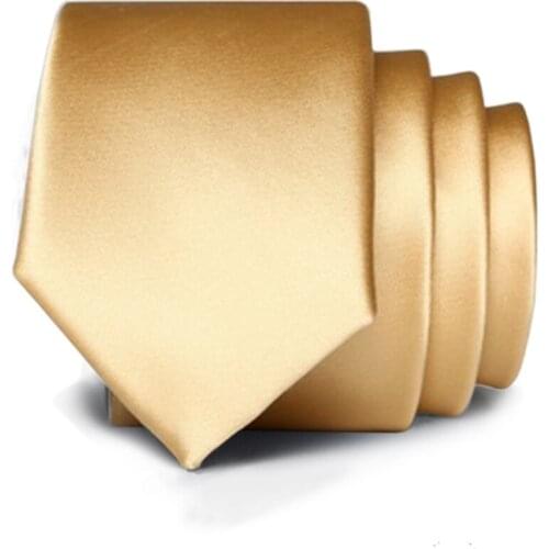 Classic Silk Ties for Men 2019 Brand New Solid Gold Business Tie for Suit Luxury 7cm Wide Necktie Korean Fashion Cravat Gift Box