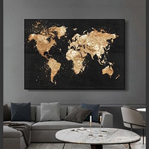 SHAYI Abstract World Map Diamond Painting Retro Full Drill Mosaic Embroidery Cross Stitch Home Decor Wall Painting