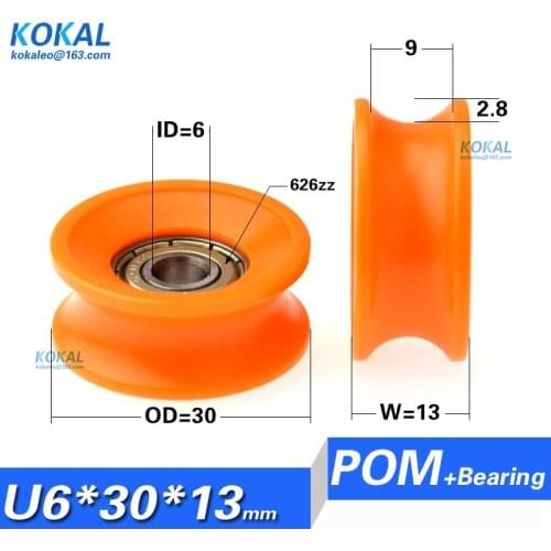 [U0630-13]10PCS high quality 606zz ball bearing coated window door roller wheel U groove type sliding pulley 0630UU 6*30*13mm