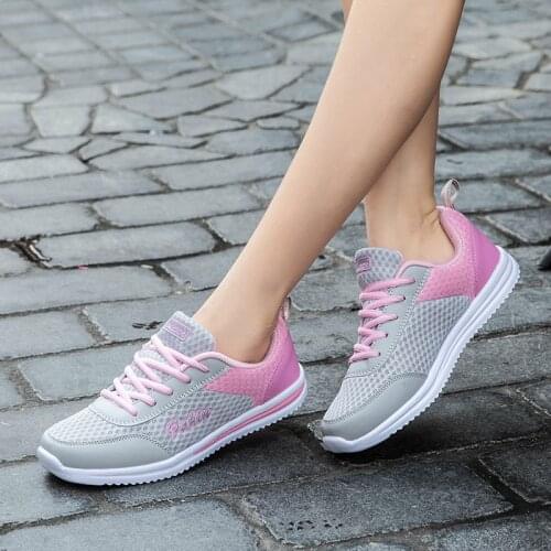 Women Running Shoes 2021 Mesh Air Cushion Sneakers Soft Comfortable Jogging Girls Lightweight Outdoor Big Size Flats