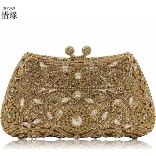Women gold/silver/champagne banquet party Evening Bags With Chain Shoulder Handbags Messenger Small Purse Day Clutches Bag