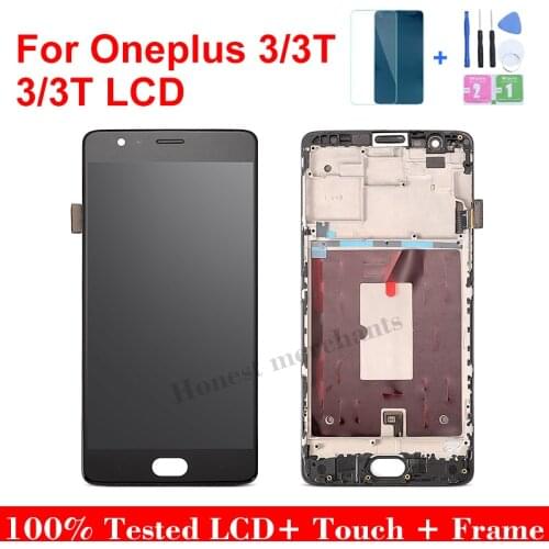 5.5" Original mobile phone lcds For OnePlus 3 3T A3000 A3010 1 + 3 Display Touch Screen with Frame replacement lcd screen