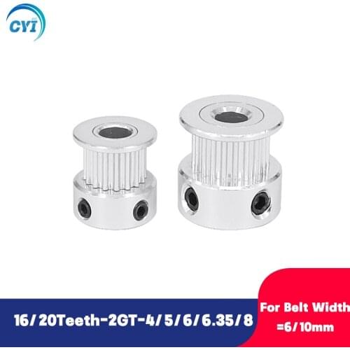 3D Printer Parts GT2 Timing Pulley 16 Tooth 2GT 20 Teeth Aluminum Bore 5mm 8mm Synchronous Wheels Gear Part For Width 6mm 10m