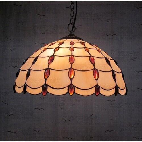 16inch Tiffany European Mediterranean pendant light crystal beads Living room dining room Suspended Luminaire E27 110-240V