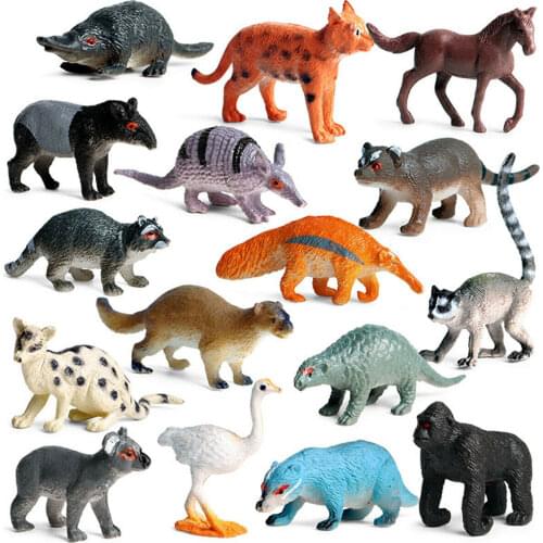 16Pcs Animal Figure Koala Raccoon Orangutan Horse Lemur Collector Toy Kid Gift Simulation Animals Figurines Educational Model