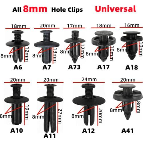 20PCS 10mm 9mm 8mm 7mm 6mm 5mm Hole Auto Bumper Fender Push Plastic Fastener Clip For All Cars Screw Rivet Clamp