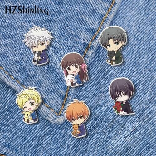 2021 New Fruits Basket Acrylic Lapel Pin Ayame Hatsuharu Shigure Epoxy Butterfly Clasp Pin Handmade Butterfly Brooch