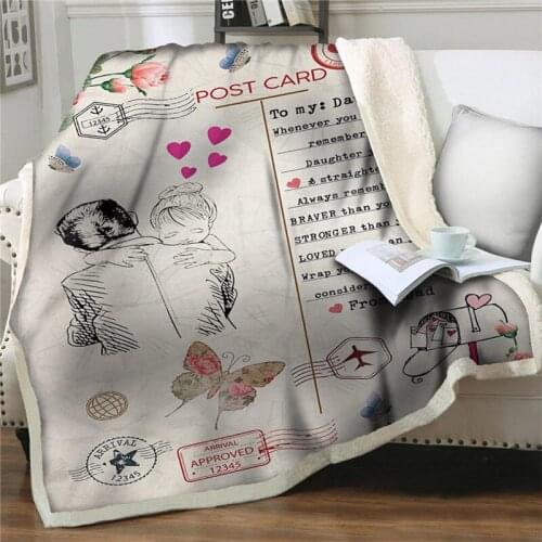 Express Love Letter To My Daughter 3D Velvet Plush Blanket Bedspread for Kids Girls Sherpa Blanket Couch Quilt Cover Travel Gift