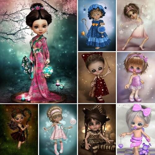 5D Diamond Painting Cartoon Kimono Girl Cross Stitch Full Drill Square Embroidery Mosaic Art Picture of Rhinestones Decor Gift
