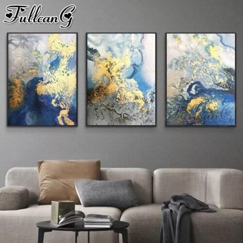 FULLCANG 5d diy diamond embroidery abstract watercolor landscape diamond painting sale triptych full drill home decor FC2293