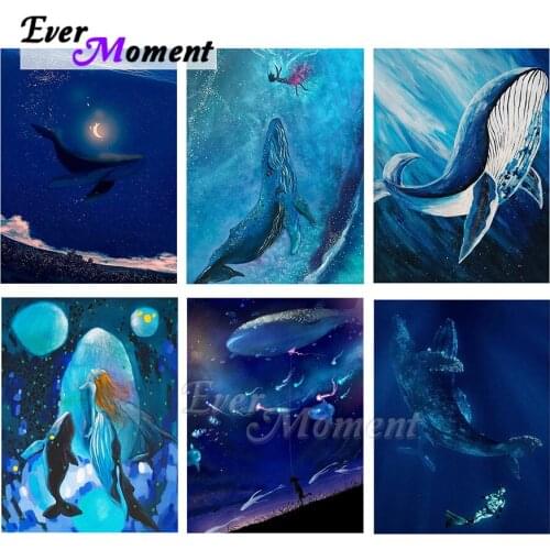 Ever Moment Diamond Painting Art Collection Cross Stitch Set Sea World Animal Fish Whale Dream Roam Romantic Fantasy 5D ASF2334