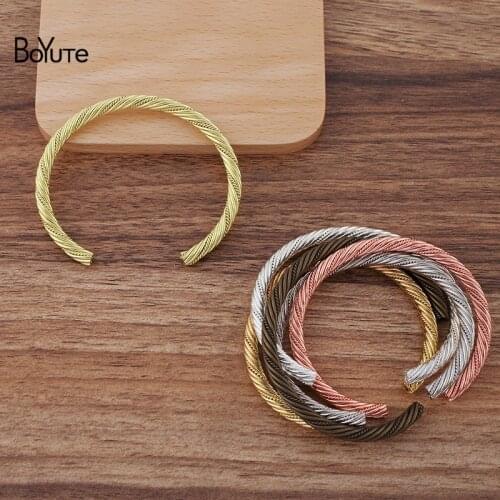 BoYuTe (5 Pieces/Lot) 60MM Metal Brass Twisted Bangle Bracelet Base Factory Supply DIY Handmade Materials Wholesale