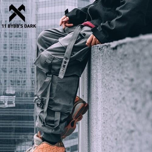 11 BYBBS DARK Techwear Cargo Pants Men Multi Pockets Hip Hop Casual Streetwear Trousers Joggers Elastic Waist Sweatpants