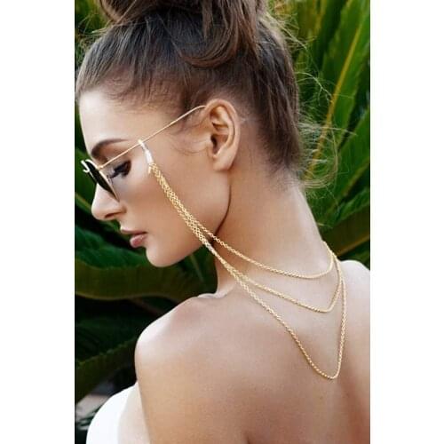 3 Glasses well Chain Gold Color, Attractive, Bright, Fashion Design, 70 cm length, summer s Jewellery, Bikini,Moya For