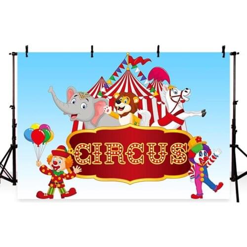 Circus Party Clown Animals Scenic Baby Birthday Photographic Background Customized Photography Backdrop Photo Studio