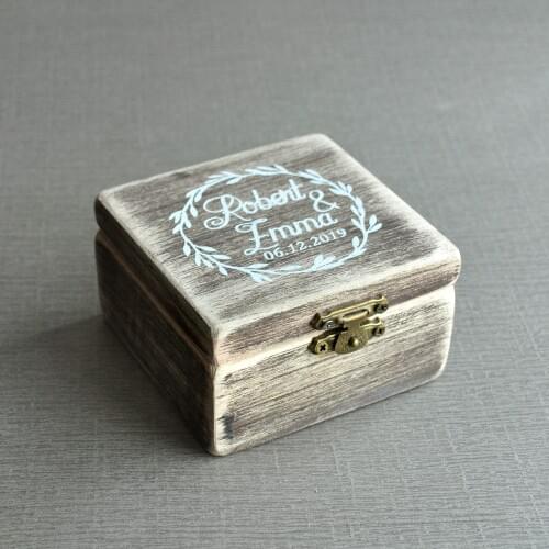 Rustic Ring Box Wood Ring Bearer Box, Personalized Wedding Ring Box Custom Wedding Gift Bridal Shower Gift Anniversary Gift