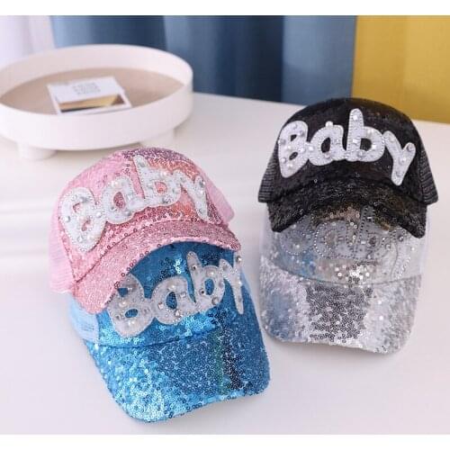 2021 Summer Children Sun Hat for Boys Girls Outdoor Breathable Kids Mesh Visor Fashion Sequins Baby Peaked Baseball Hat Cap