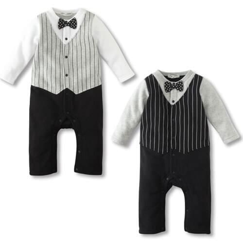 Gentleman Christmas Costume For Baby Boy Romper Clothes Spring Autumn Infant Toddler Bow Tie Jumpsuit Overall Clothing