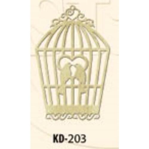KD203 Cage and Bird Wooden Package Ornament, Unpainted Package Ornament