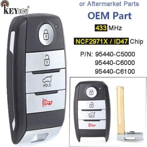 KEYECU 433.92MHz ID47 TQ8-FOB-4F06 95440-C6000 / C6100 / C5000 4 Button Keyless-Go Smart Remote Key Fob for Kia Sorento 2015-20